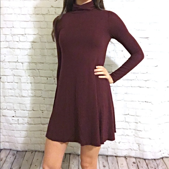 Lulus Dresses & Skirts - Lulus Burgundy Turtleneck Swing Dress